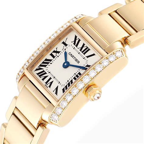 gold women's watch cartier|cartier 18k gold tank watch.